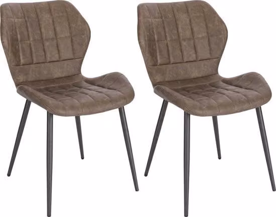 Set da Sedia da Cucina in Pelle Finta - 2 pezzi - Stile, Ergonomico e Comfortevole - Set di 2 - Marrone Scuro