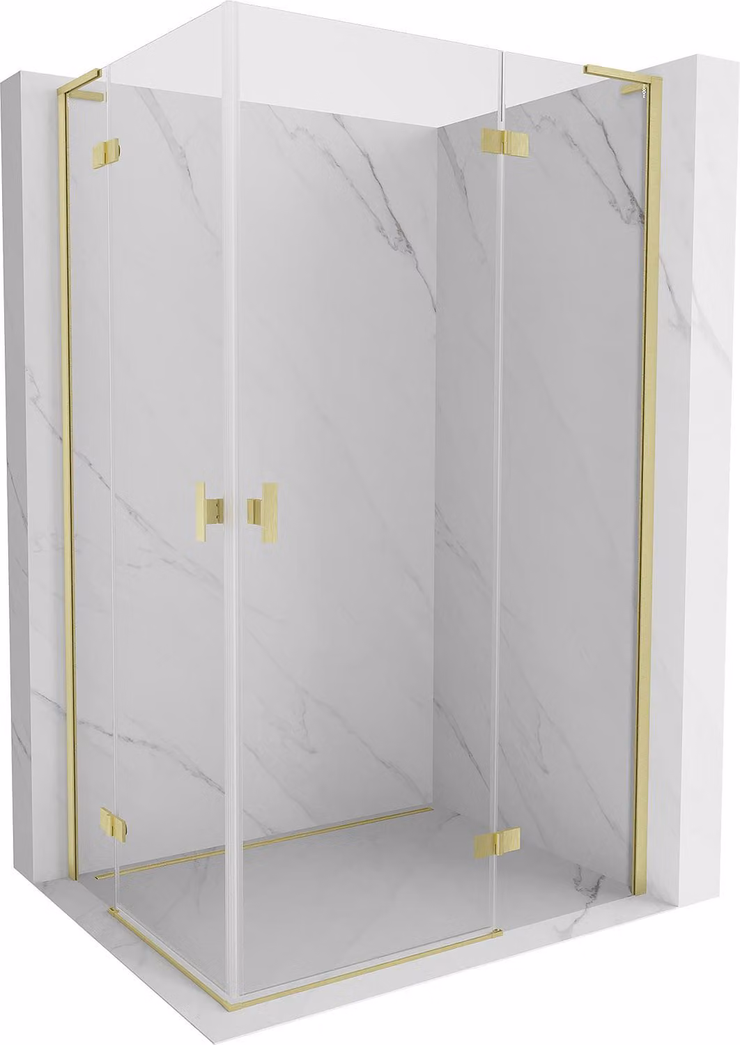 Mexen Mist-H L Duo cabina doccia a battente destra 80 x 90 cm, trasparente, oro spazzolato - 8A5L-080L-090P-55-00