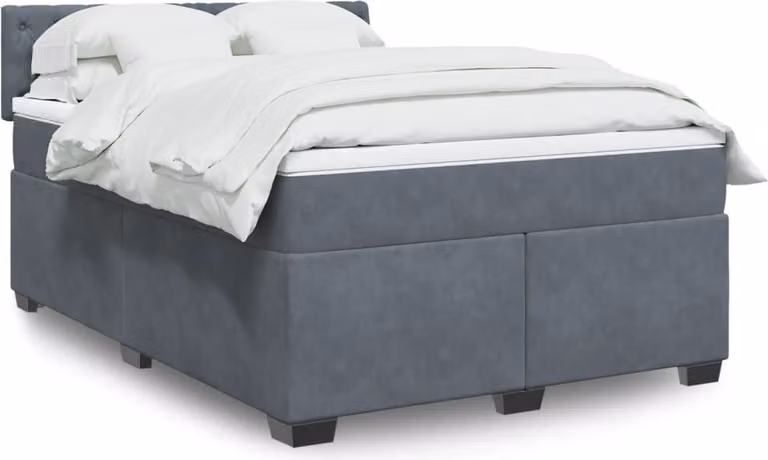 Maison Exclusive - Giroletto a Molle con Materasso Grigio Scuro 160x200 cm Velluto