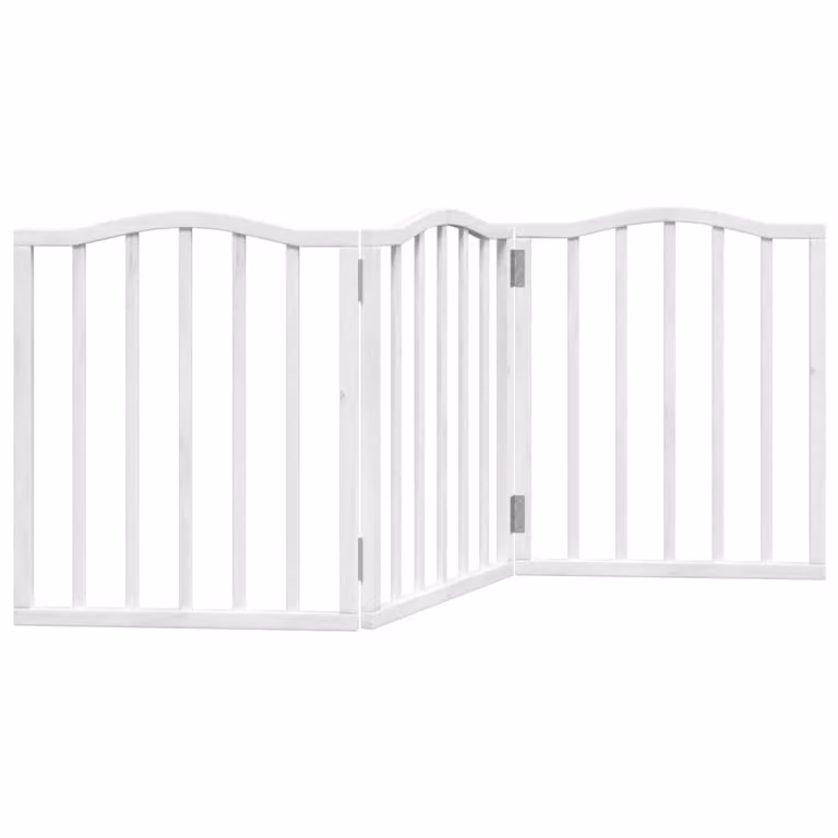 Cancello per Cani Pieghevole 3 Pannelli Bianco 150 cm Pioppo