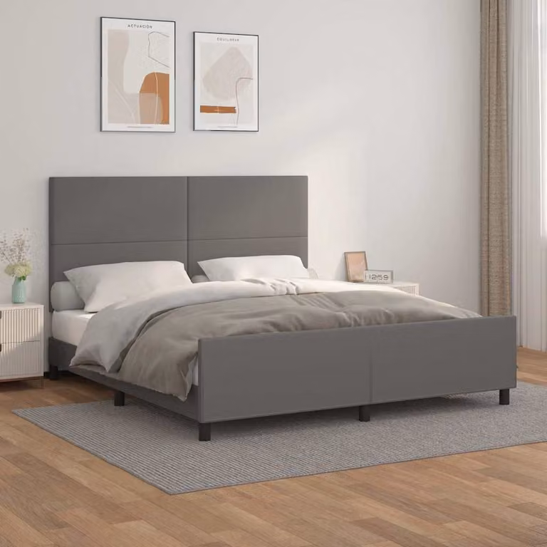 Giroletto con Testiera vidaXL in Similpelle Grigio L/P/H: 180 x 200 x 128 cm