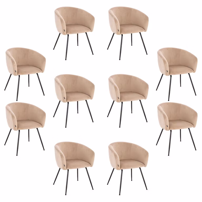 Home Deluxe - Sedia imbottita ARIA - 10 pezzi, colore: beige velluto - imbottitura morbida, carico massimo 120 kg I Sedia da cucina Sedie da pranzo Sedie da sala da pranzo