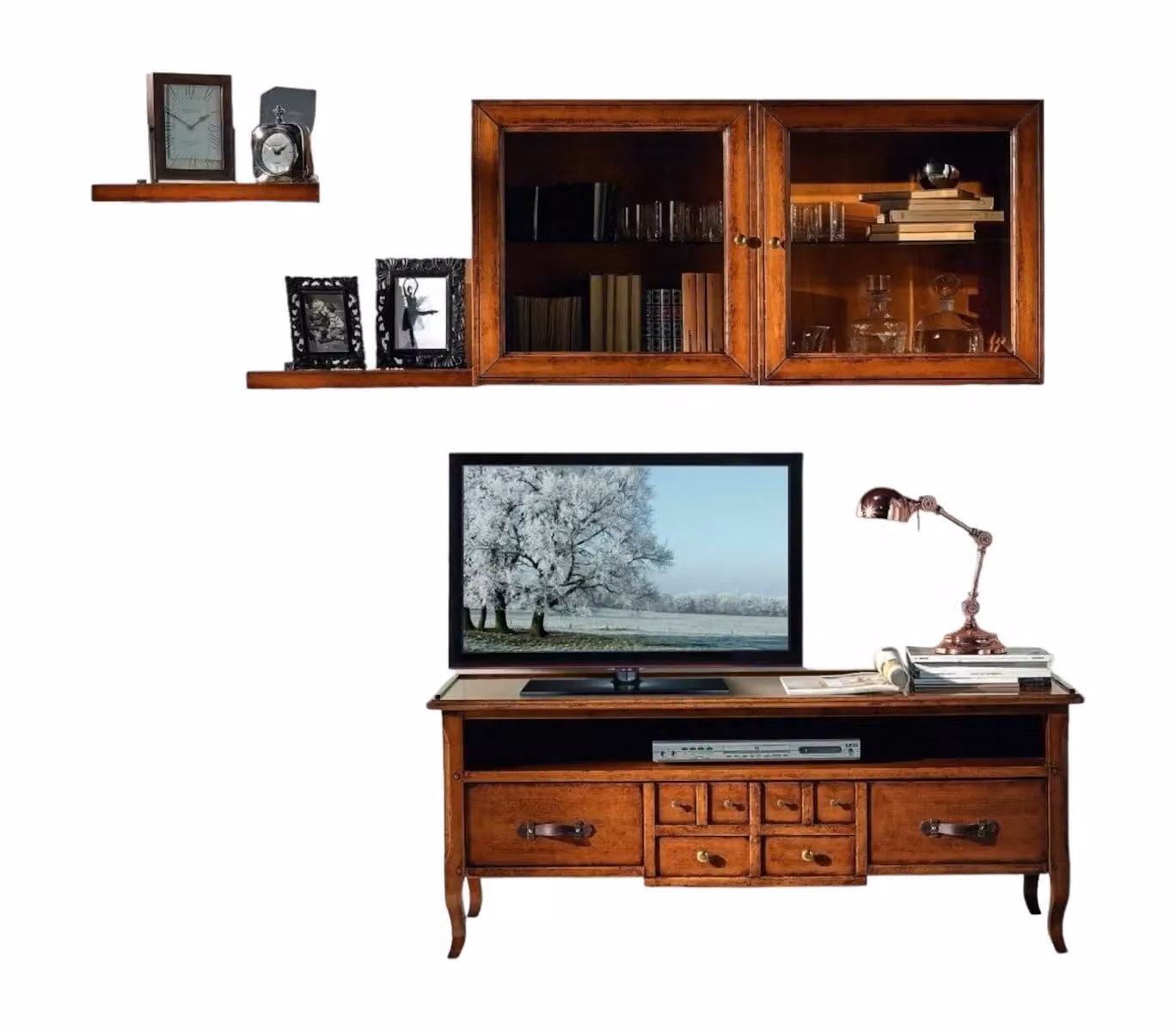 Parete attrezzata classica porta TV in legno color noce Mobili 2G – 1