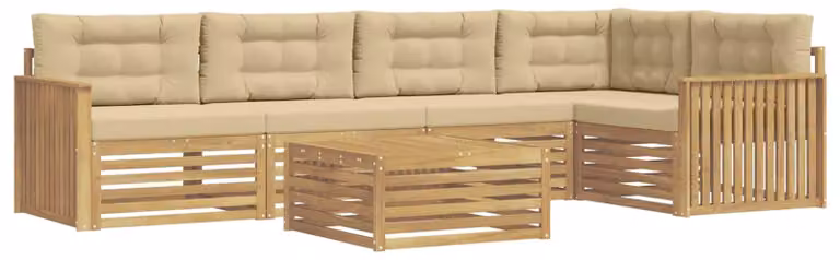 Set di divani da esterno, 6 pezzi, colore beige, dimensioni 79 x 79 x 37 cm