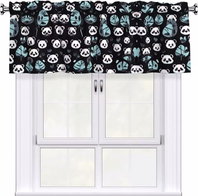 Tenda a balze bianco e nero con motivo panda, dimensioni 137,2 x 45,7 cm, facile da applicare, ideale per decorare finestre in cucina, camera da letto e altri ambienti