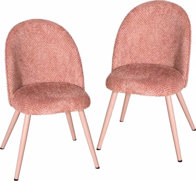 Set di 2 sedie da pranzo HOMCOM in velluto con seduta imbottita, colore rosa