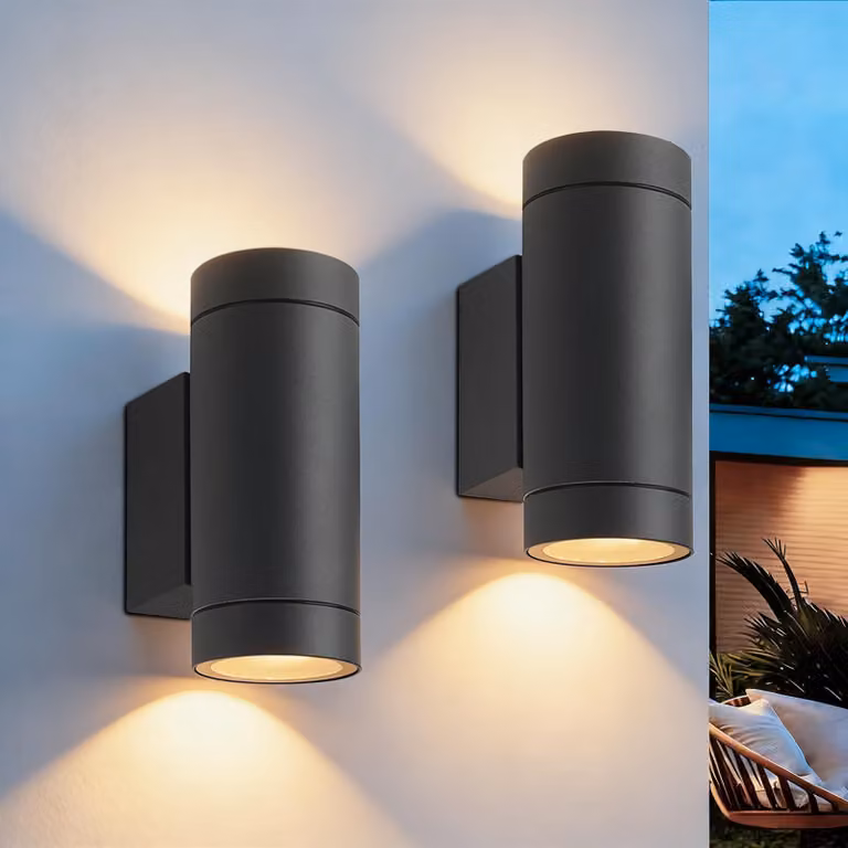 Lampada da parete esterna, attacco GU10, grado di protezione IP65, con luce direzionata verso l'alto e verso il basso, alluminio, colore antracite, set da 2