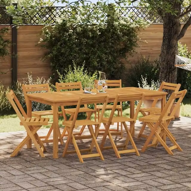 Sedie Bistro da Giardino 8 pz Naturale Legno di Acacia Massello 3416286