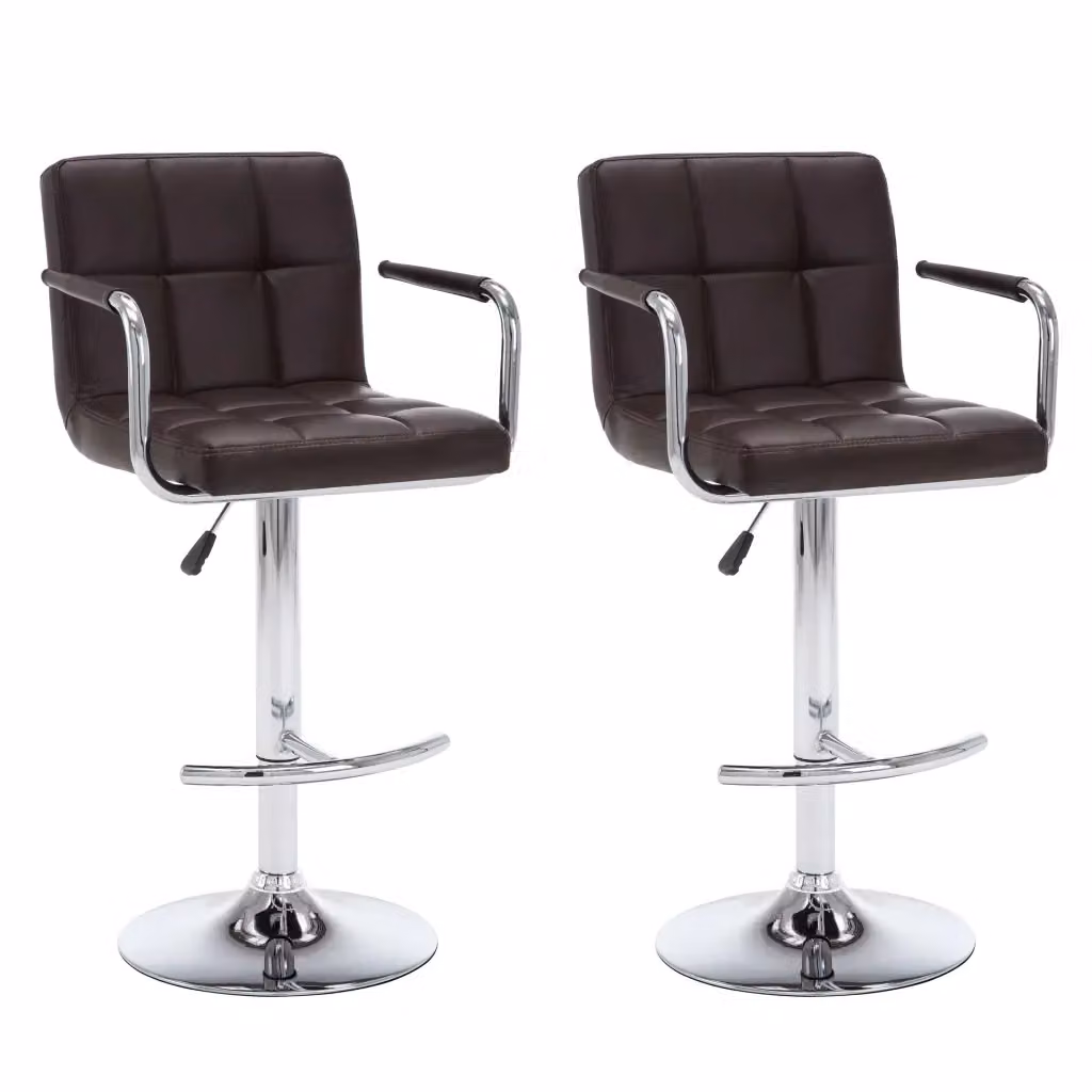 Set di 2 sgabelli da bar moderni vidaXL in similpelle marrone con struttura in metallo – 2