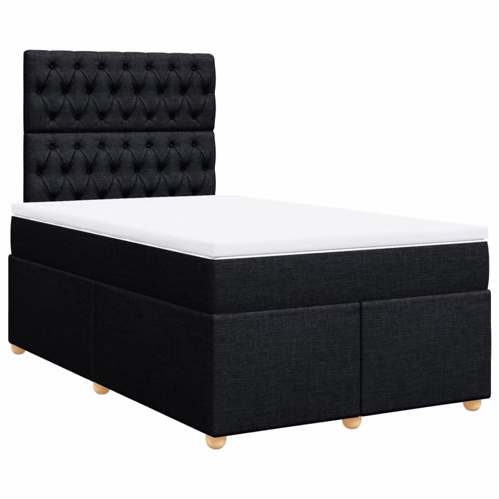 Giroletto a Molle con Materasso Nero 120x190 cm in Tessuto