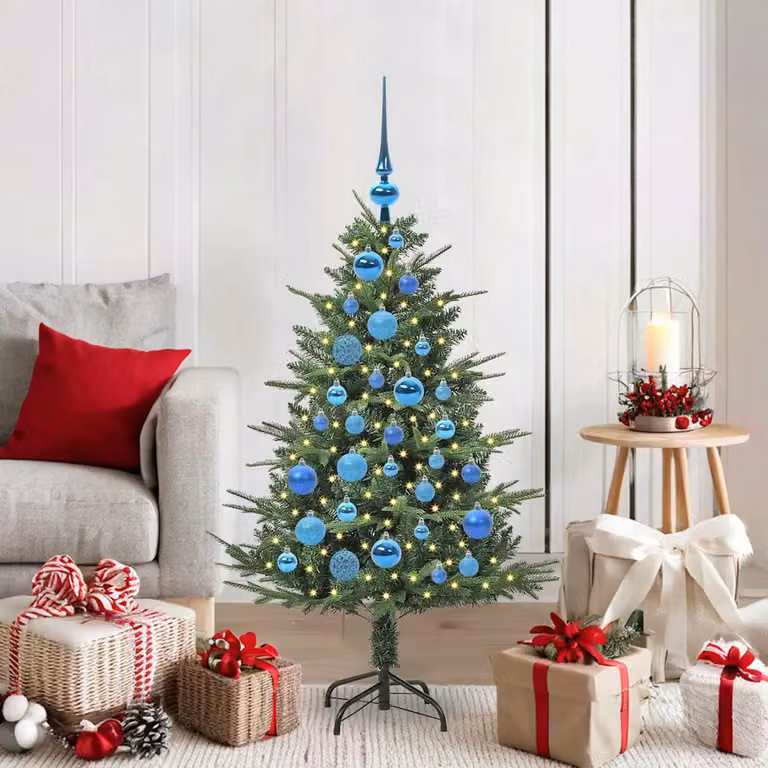 vidaXL Albero di Natale Artificiale Pre-illuminato con Set di Palline
