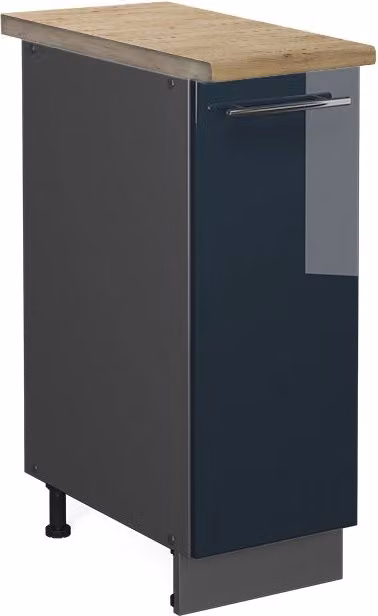 Armadio cucina dispensa alto Fame-Line Blu scuro lucido/Antracite 30 cm, PL Rovere Vicco
