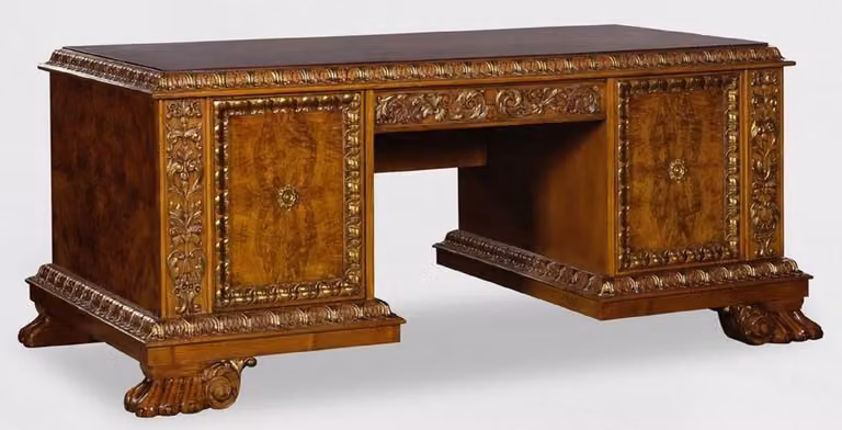 Casa Padrino scrivania in legno massello marrone 184 x 96 x h. 78 cm - Scrivania per ufficio - Scrivania per computer - Mobili per ufficio - Mobili - Arredamento - Arredamento per ufficio - Qualità