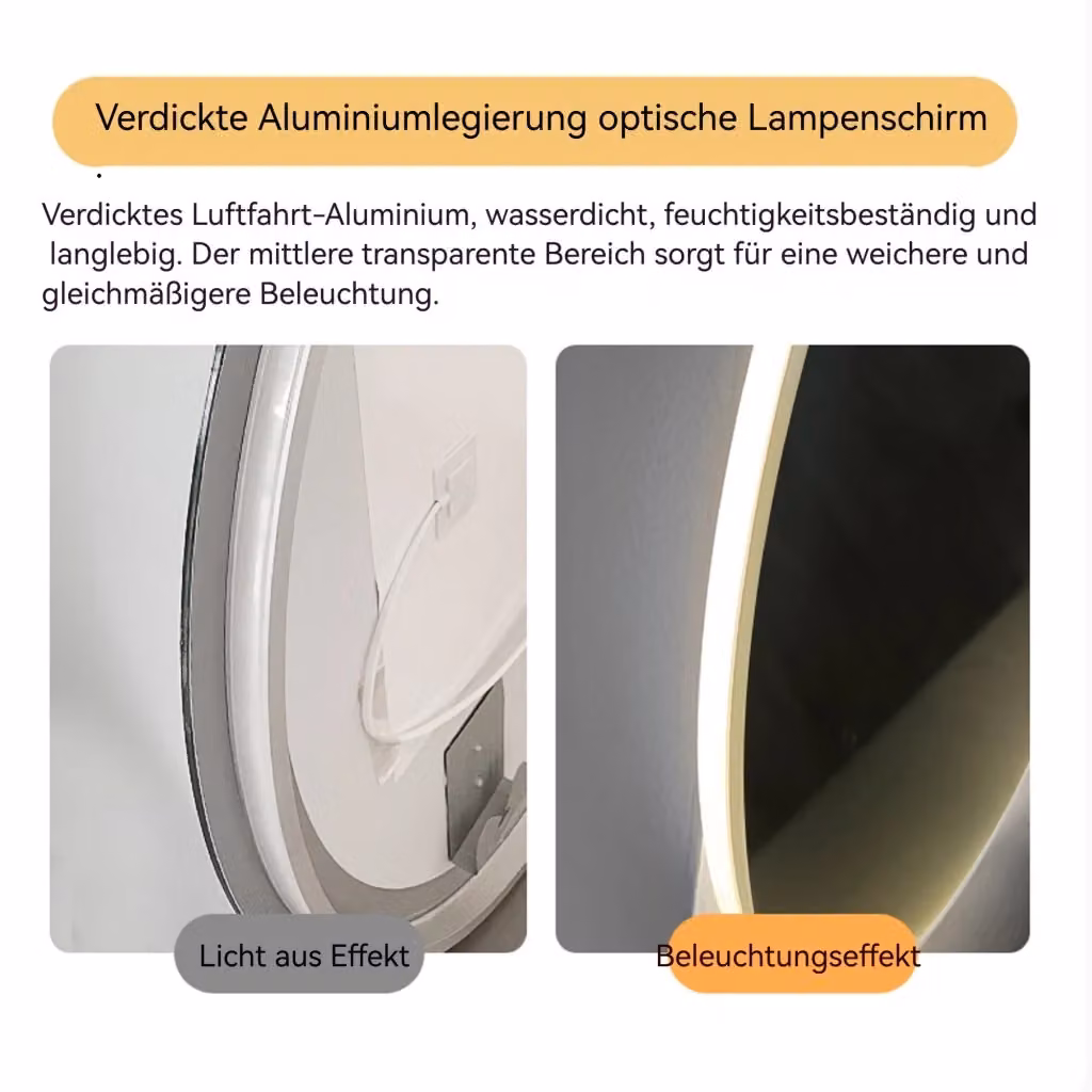 Specchio da bagno REDOM con luce LED, touch dimmabile e funzione anticondensa, Argento, L: 60 cm, H: 90 cm – 2