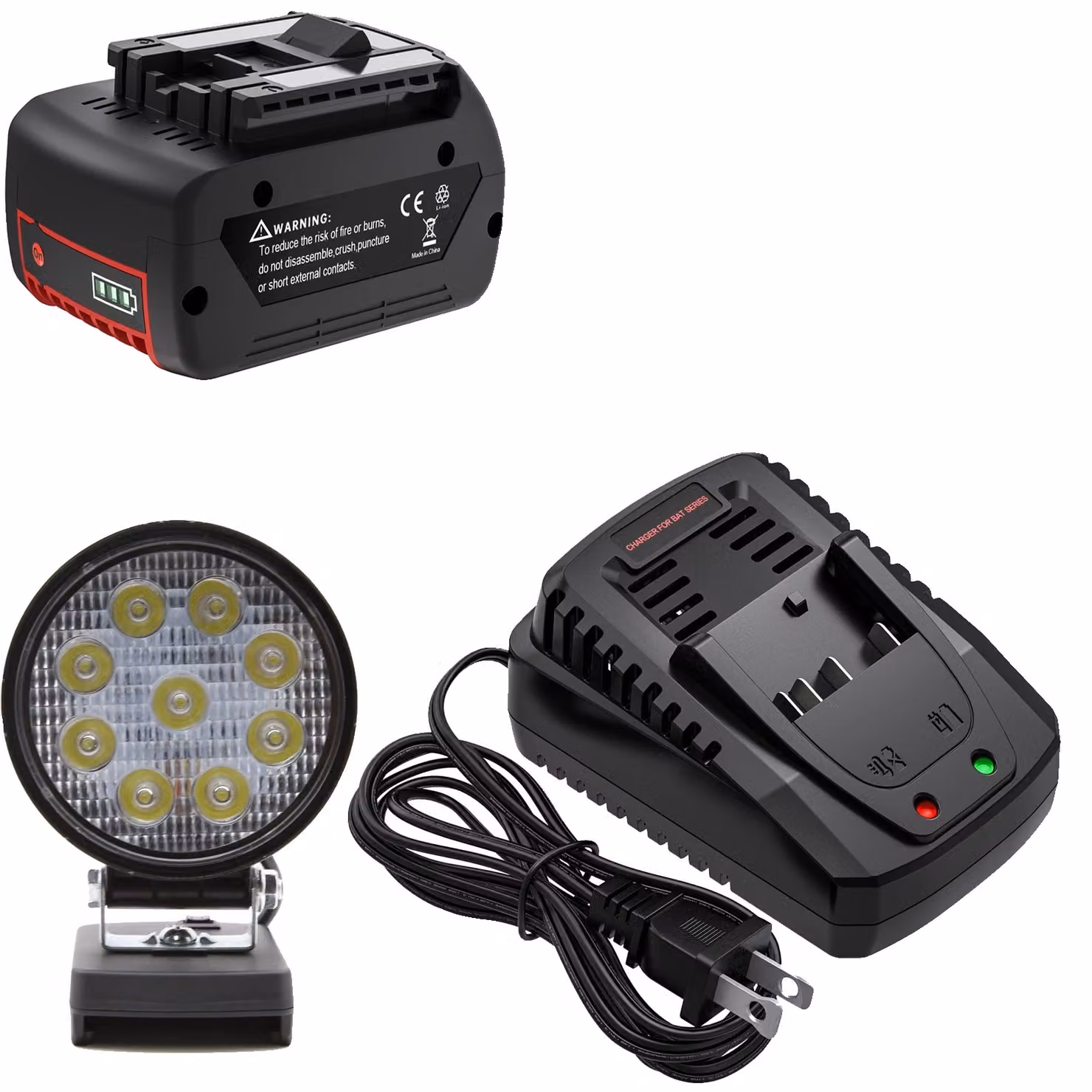 Batteria per Bosch 18V, capacità 6,0Ah, composizione agli ioni di litio , 1B 1C 1D