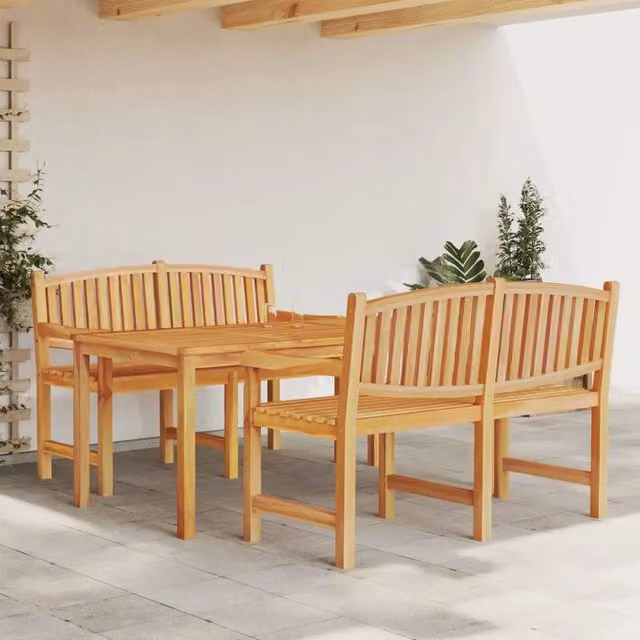 Set da pranzo per giardino vidaXL in legno di teak marrone composto da 3 pezzi