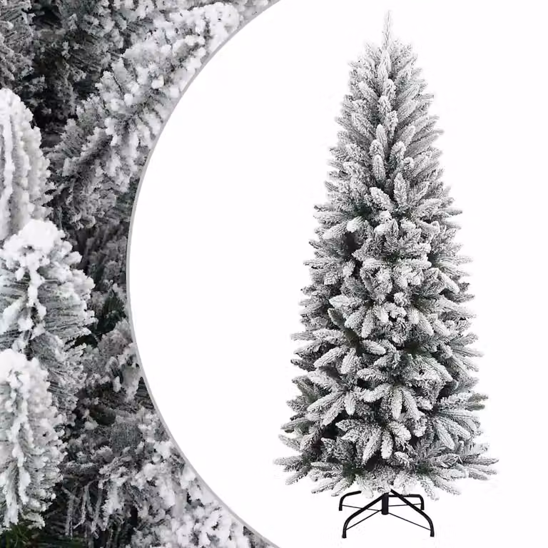 Albero di Natale artificiale da tavolo vidaXL con neve floccata, colore bianco e verde, Altezza: 120 cm