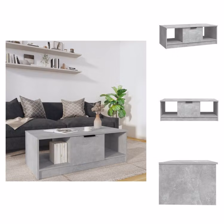 vidaXL Tavolino da caffè grigio cemento 102x50x36 cm in legno - Tavolini da caffè