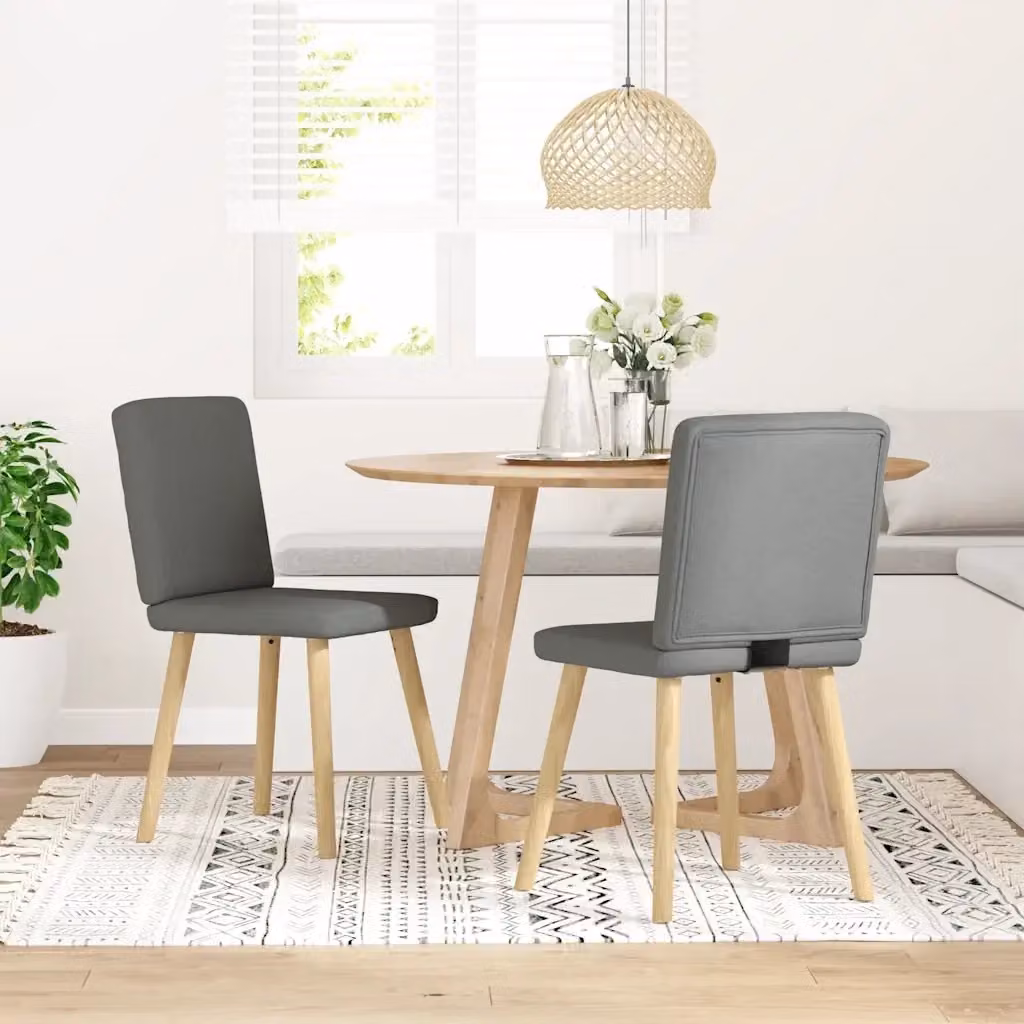Set di 2 sedie da pranzo moderne in tessuto grigio con struttura in legno e metallo L: 47,5 cm, P: 54 cm, H: 86 cm – 2