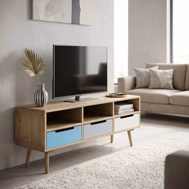 Cosma Porta TV Tiburg Multicolore in MDF con 3 cassetti L: 120 cm, P: 35,5 cm, H: 29,5 cm