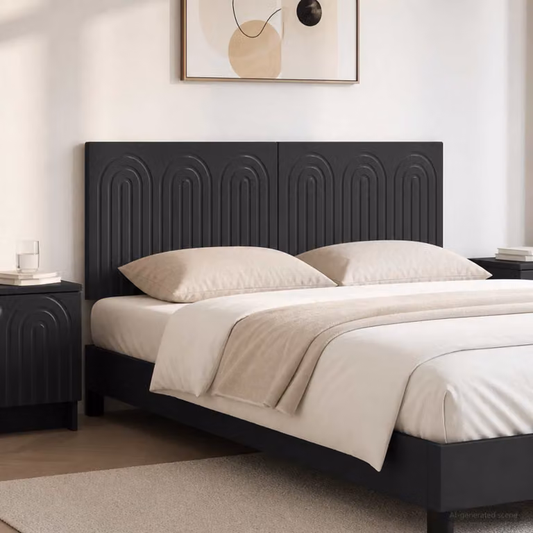 Testiera da muro vidaXL ALKMAAR in legno ingegnerizzato nero opaco L: 123 cm, H: 50 cm, P: 10,5 cm