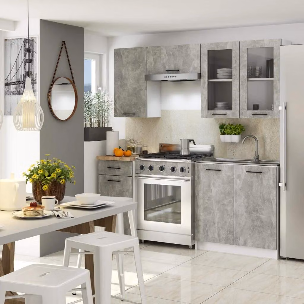Mobile cucina lineare per casa prefabbricata 180 cm VERMINA - cemento