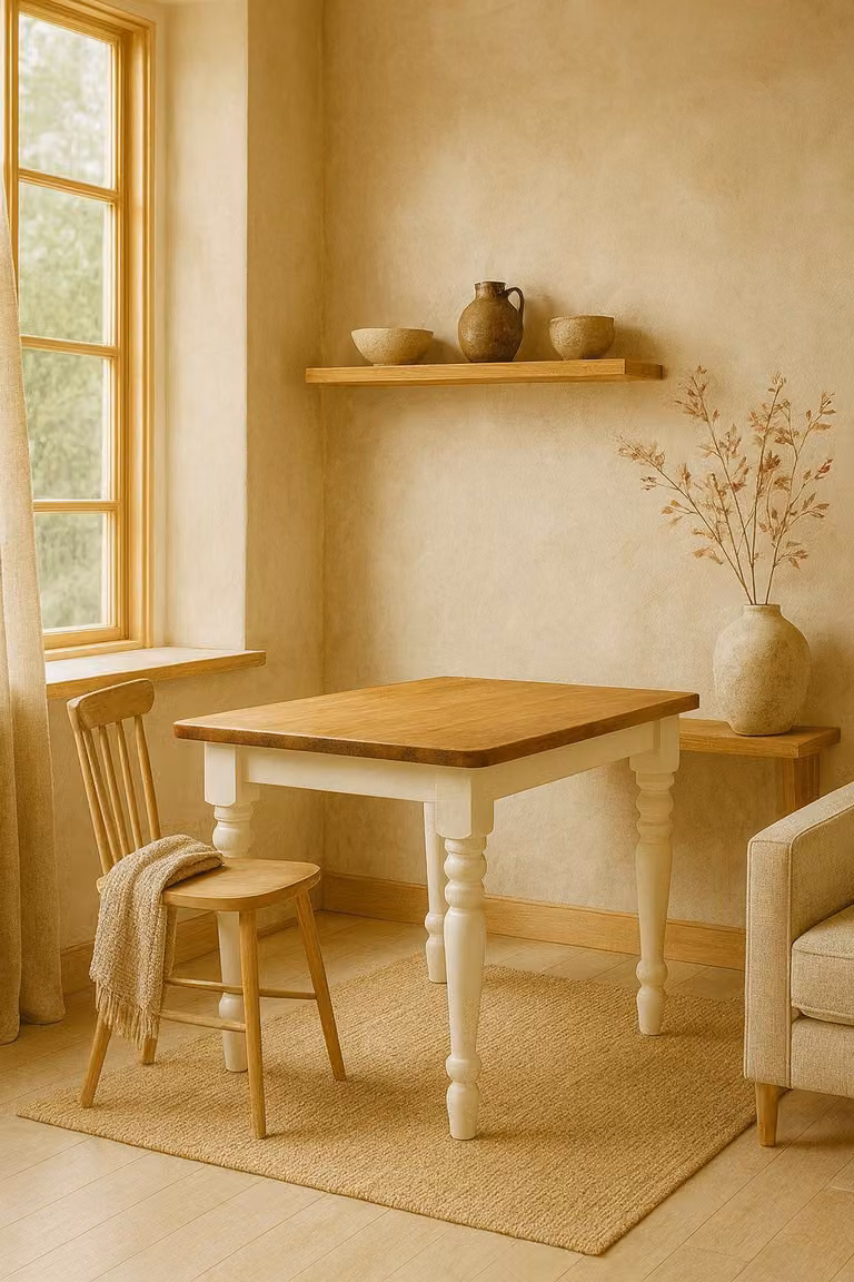 Tavolo da pranzo in pino massiccio con piano in colore rovere – spazzolato, oliato ecologicamente 100 x 60 cm
