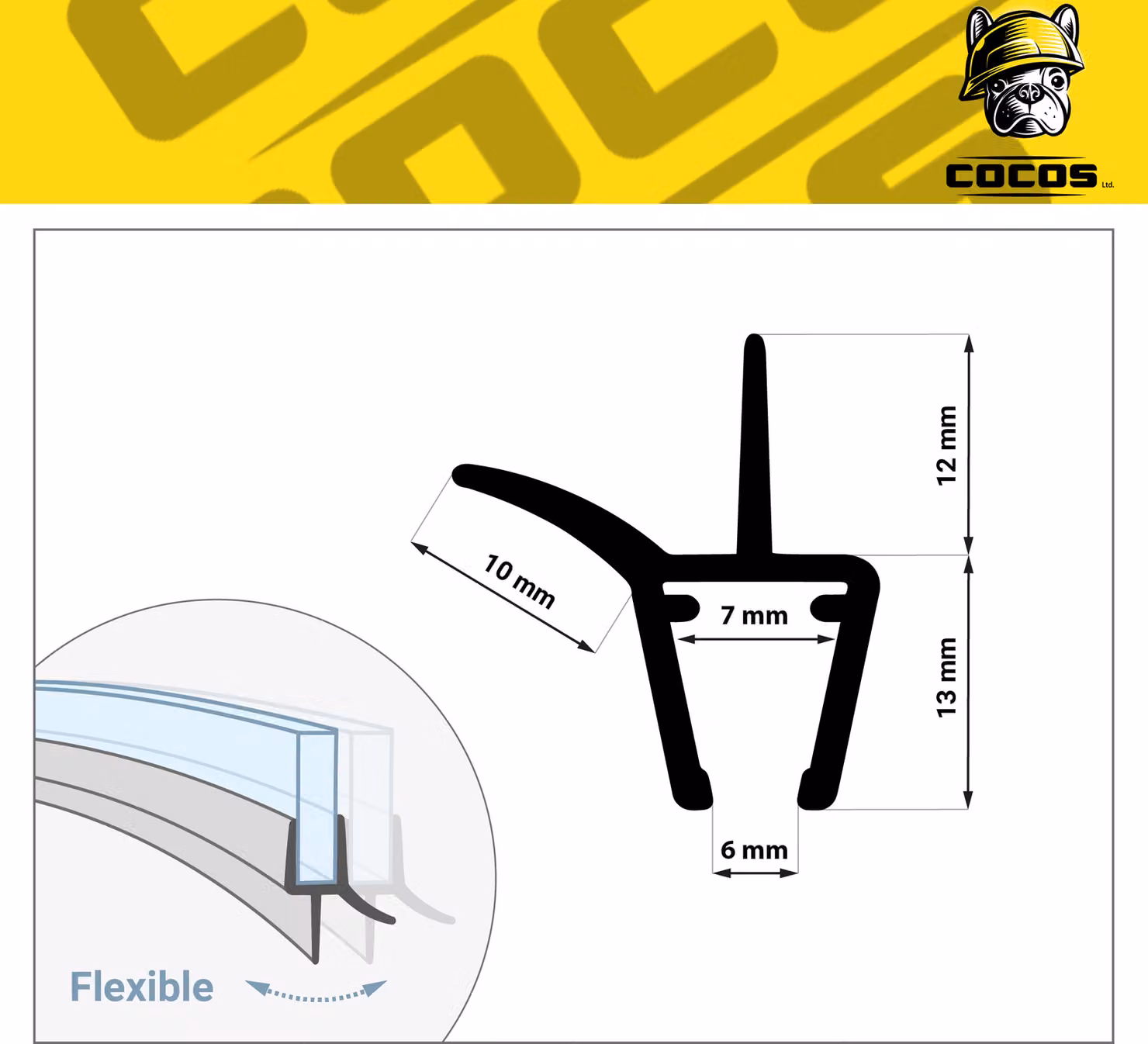 guarnizione doccia 2x45cm per cabine doccia semicircolari Guarnizione per cabine doccia DK13 (6mm-7mm)