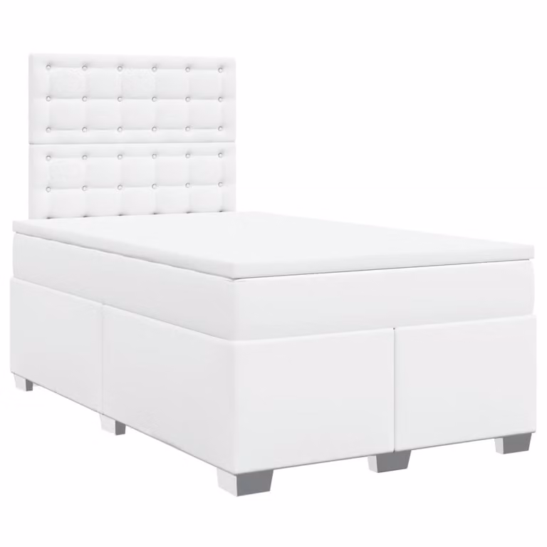 Giroletto a Molle con Materasso Bianco 120x190 cm in Pelle finta