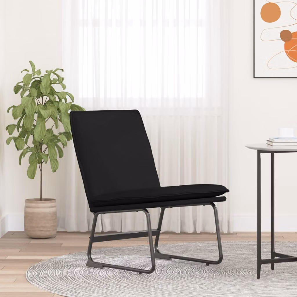 Sedia Lounge vidaXL Nera in Tessuto con Struttura in Metallo e Schiuma L/P/H: 52 x 75 x 76 cm