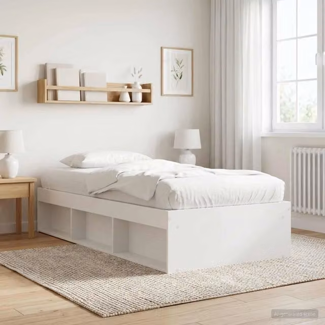 Letto con contenitore e scaffale laterale vidaXL Bianco L 200 x L 80 x H 35 cm – 1