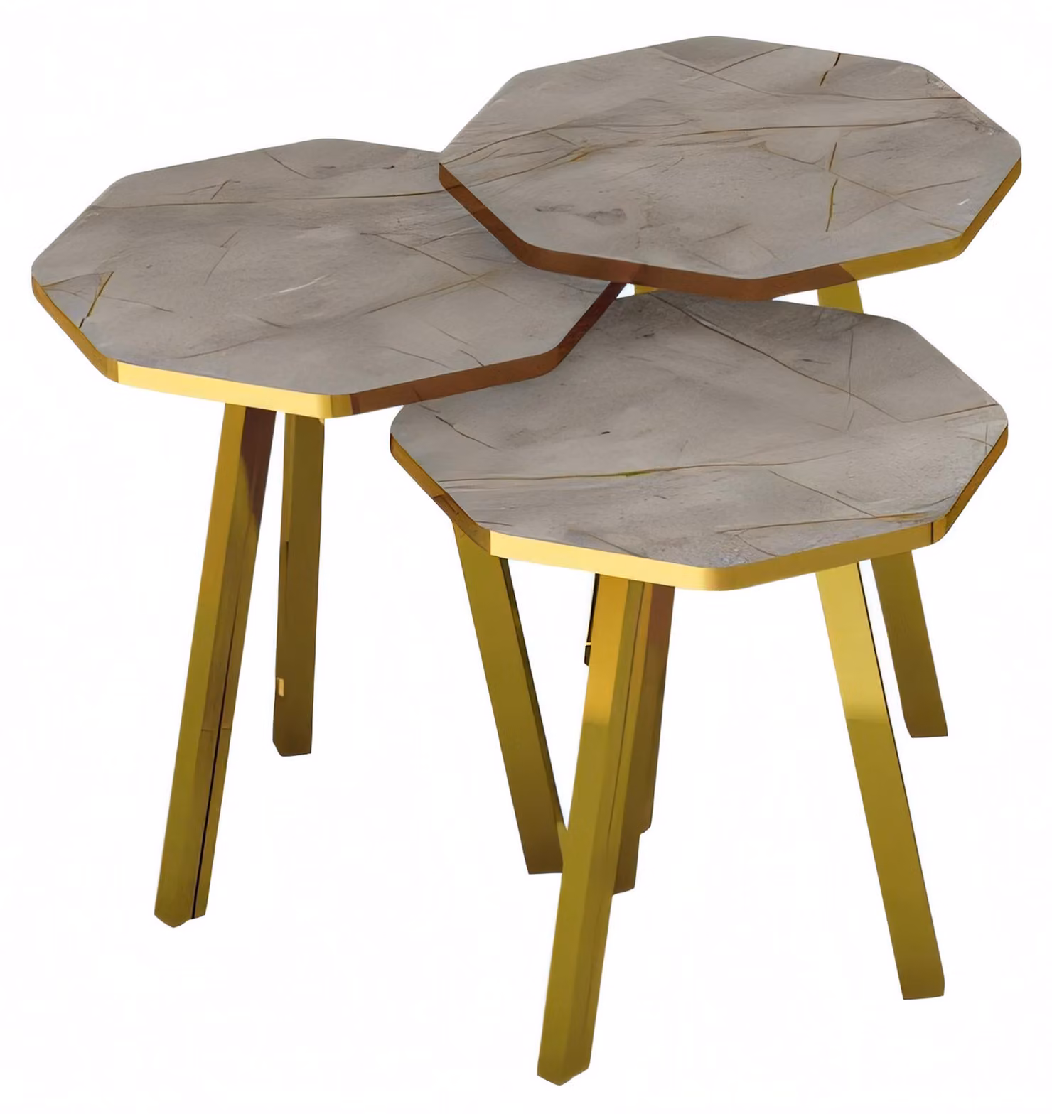 Elegantes graues Couchtisch-Set aus Holz und Metall