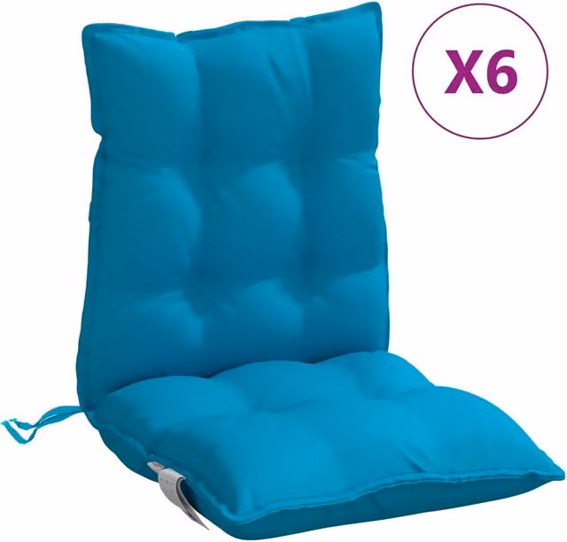 Set di 6 cuscini per sedie con schienale basso DESIGN IN, colore azzurro, in tessuto Oxford impermeabile e traspirante – 1