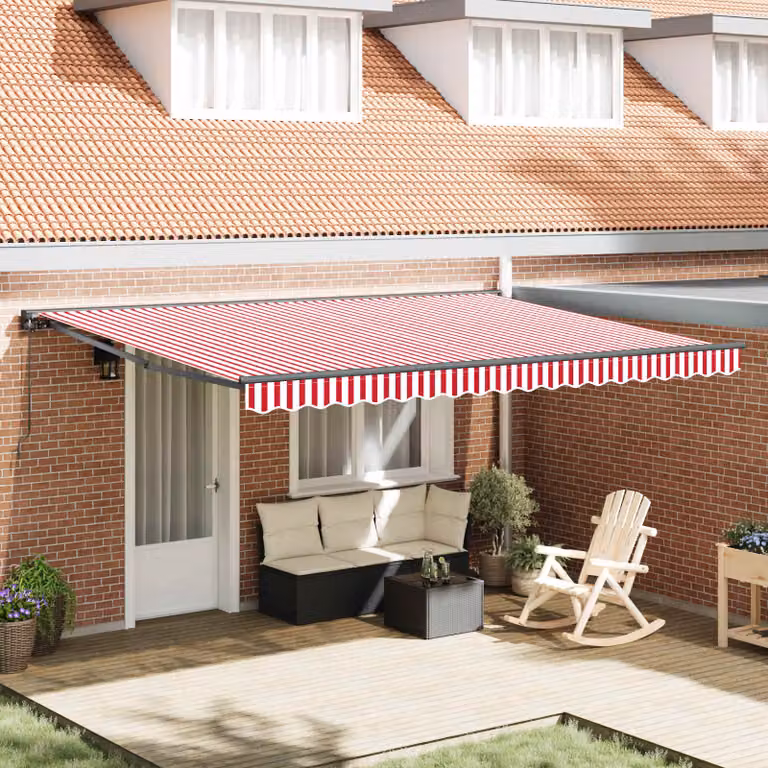 vidaXL Struttura per tenda a semicassette in alluminio e poliestere, Rosso e Bianco, L: 450 cm, P: 300 cm