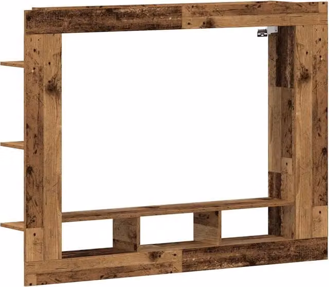 Mobile porta TV a parete moderno HELLOSHOP26 in legno di recupero marrone L: 152 cm, P: 22 cm, H: 113 cm – 1
