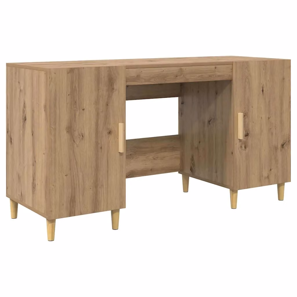 Scrivania da ufficio industriale vidaXL in legno color rovere e marrone L: 140 cm, P: 50 cm, H: 75 cm – 2
