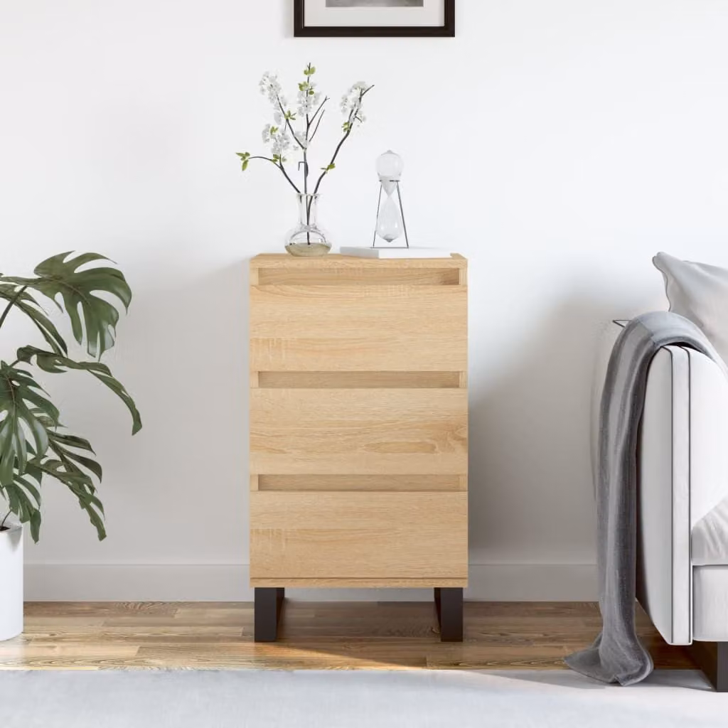 Credenza moderna vidaXL in legno e metallo, colore rovere sonoma beige e marrone, L 40 cm x P 35 cm x H 70 cm