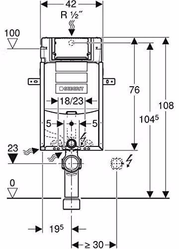 Water closet sospeso Kombifix, 108 cm, con cassetta di scarico Sigma, 12 cm