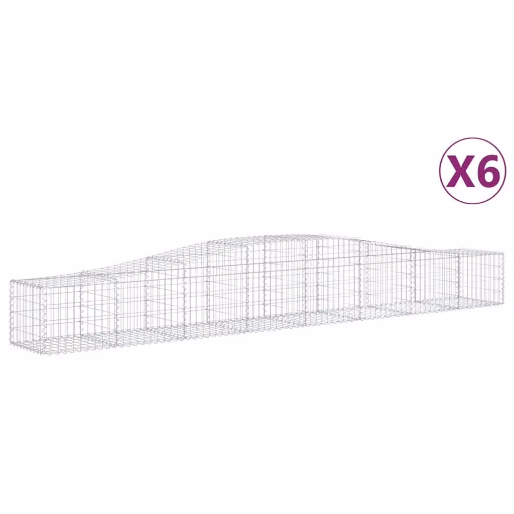 Cesti Gabbioni ad Arco 6 pz 400x50x40/60 cm Ferro Zincato