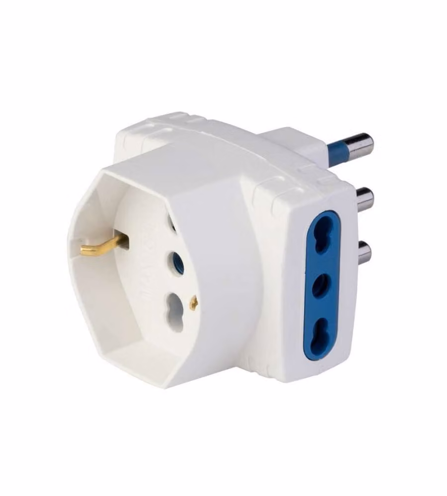 Adattatore Multiplo Bianco 16A 2P+T con 2 Prese Bivalenti
