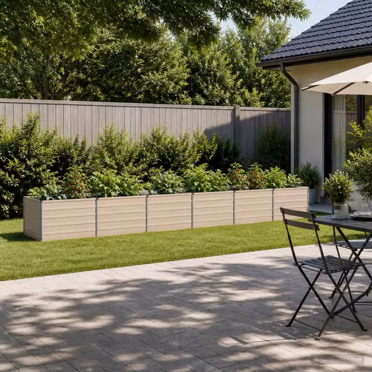 Letto rialzato da giardino vidaXL in metallo Avorio L: 480 cm, P: 80 cm, H: 55 cm