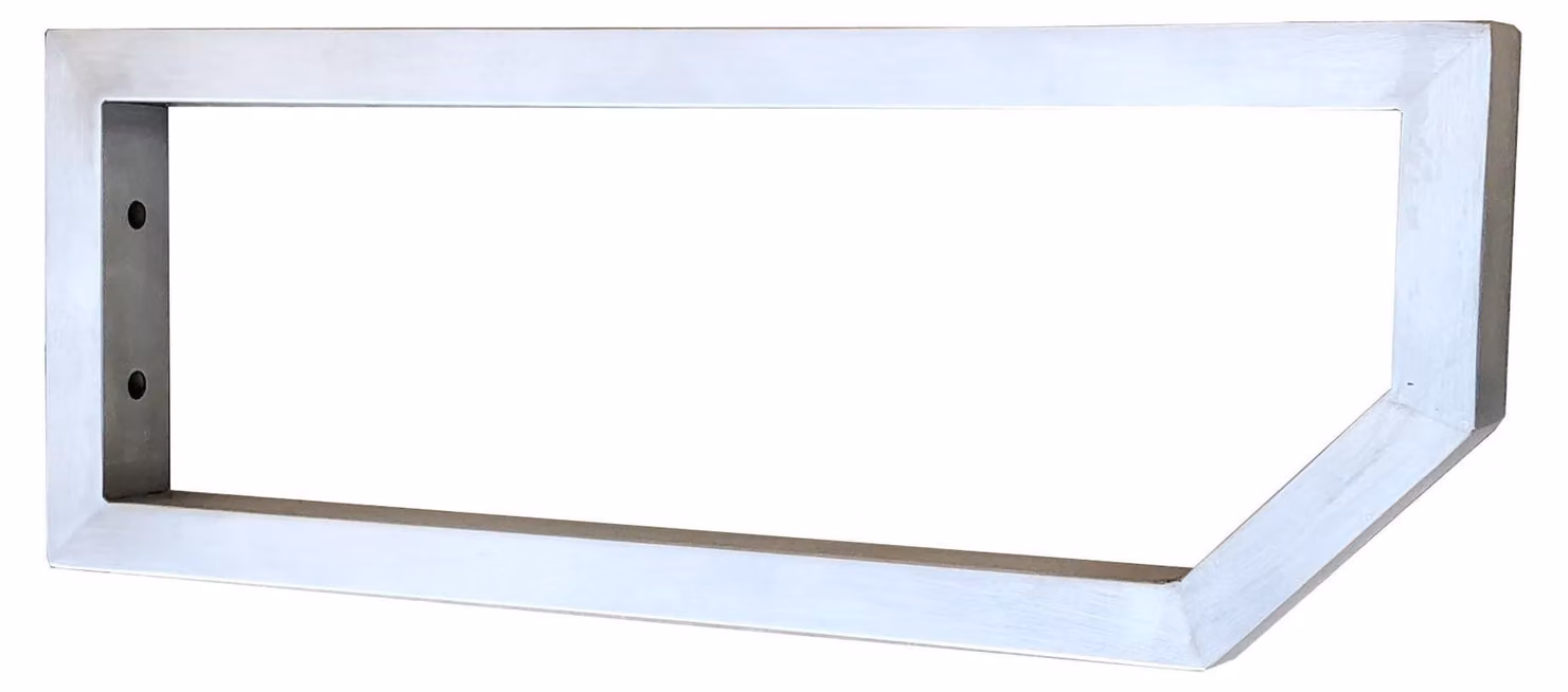 Support a parete in acciaio inossidabile spazzolato per lavabi dal design pentagonale