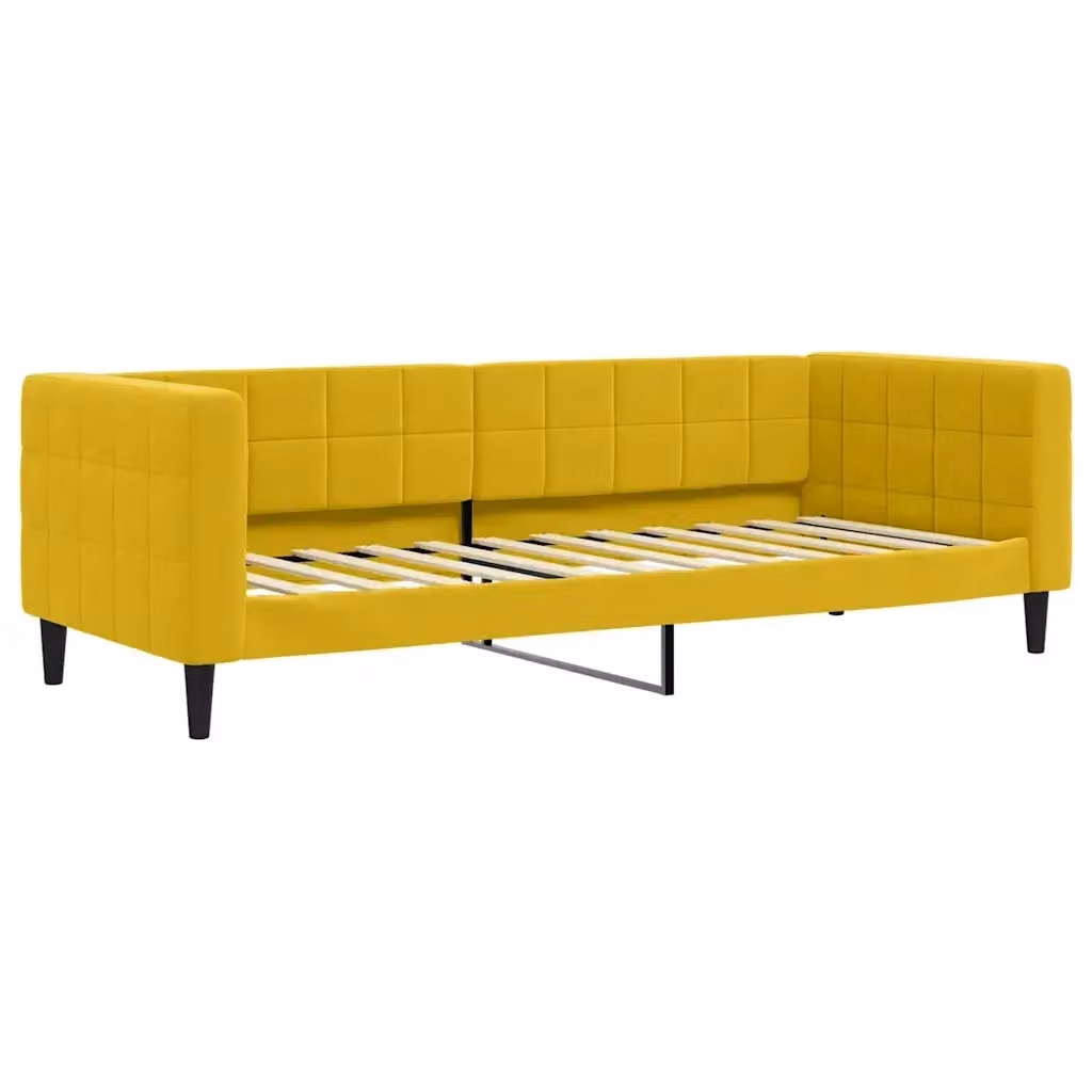 Letto da giorno moderno vidaXL in velluto giallo con struttura in metallo e legno L/P/H: 200 x 90 x 68 cm – 2
