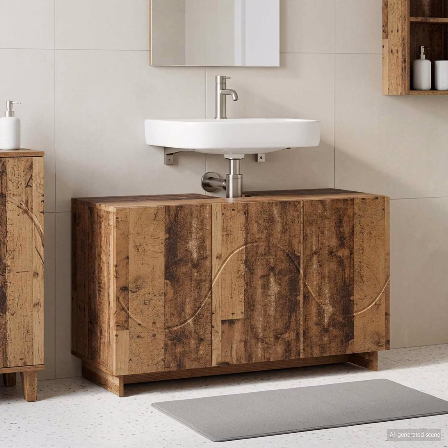 Mobile da bagno vidaXL in legno color marrone, L: 101 cm, P: 41 cm, H: 58 cm