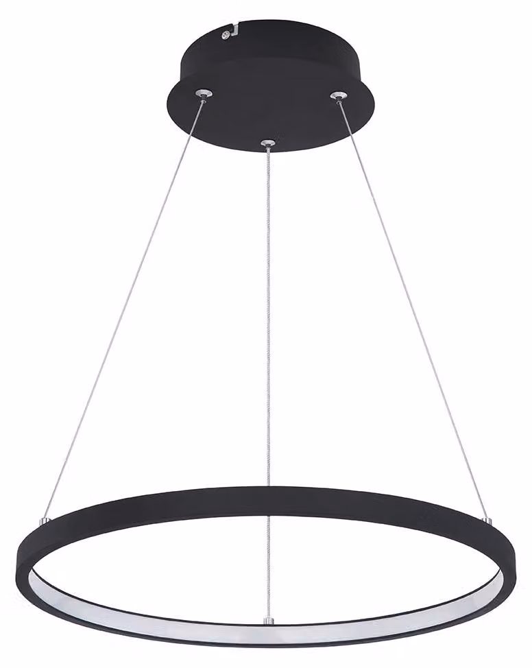 Lampada a sospensione LED, design ad anello, nero opaco, opale, 38,5 cm