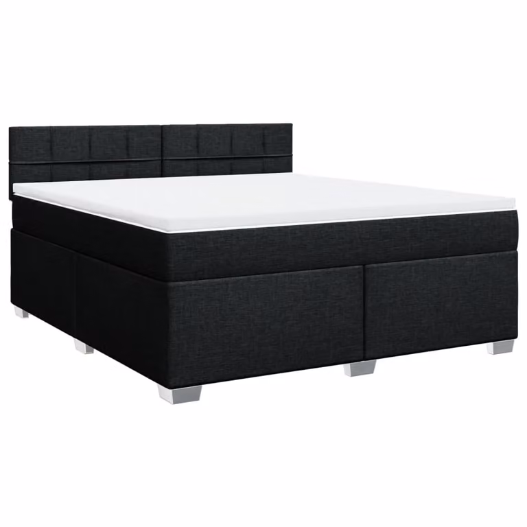Giroletto a Molle con Materasso Nero 180x200 cm in Tessuto
