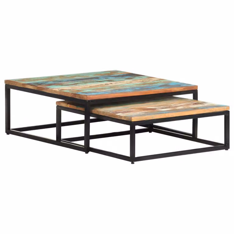 Set tavoli 2 pezzi. Legno massiccio riciclato
