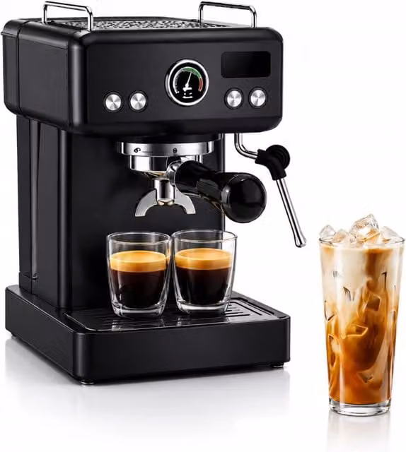 Macchina Espresso HiBREW H10A Nera con Pressione 20 Bar, Sistema PID, Portafiltro 58 mm e Serbatoio da 1,8 L – 1