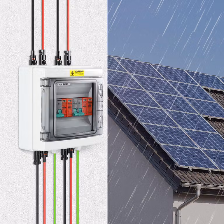 Scatola di connessione solare DC per 2 stringhe, protezione contro le sovratensioni, sistema fotovoltaico 1000V, 32A, grado di protezione IP65, scatola di connessione per generatore, per 8 moduli, connettore solare per impianto fotovoltaico