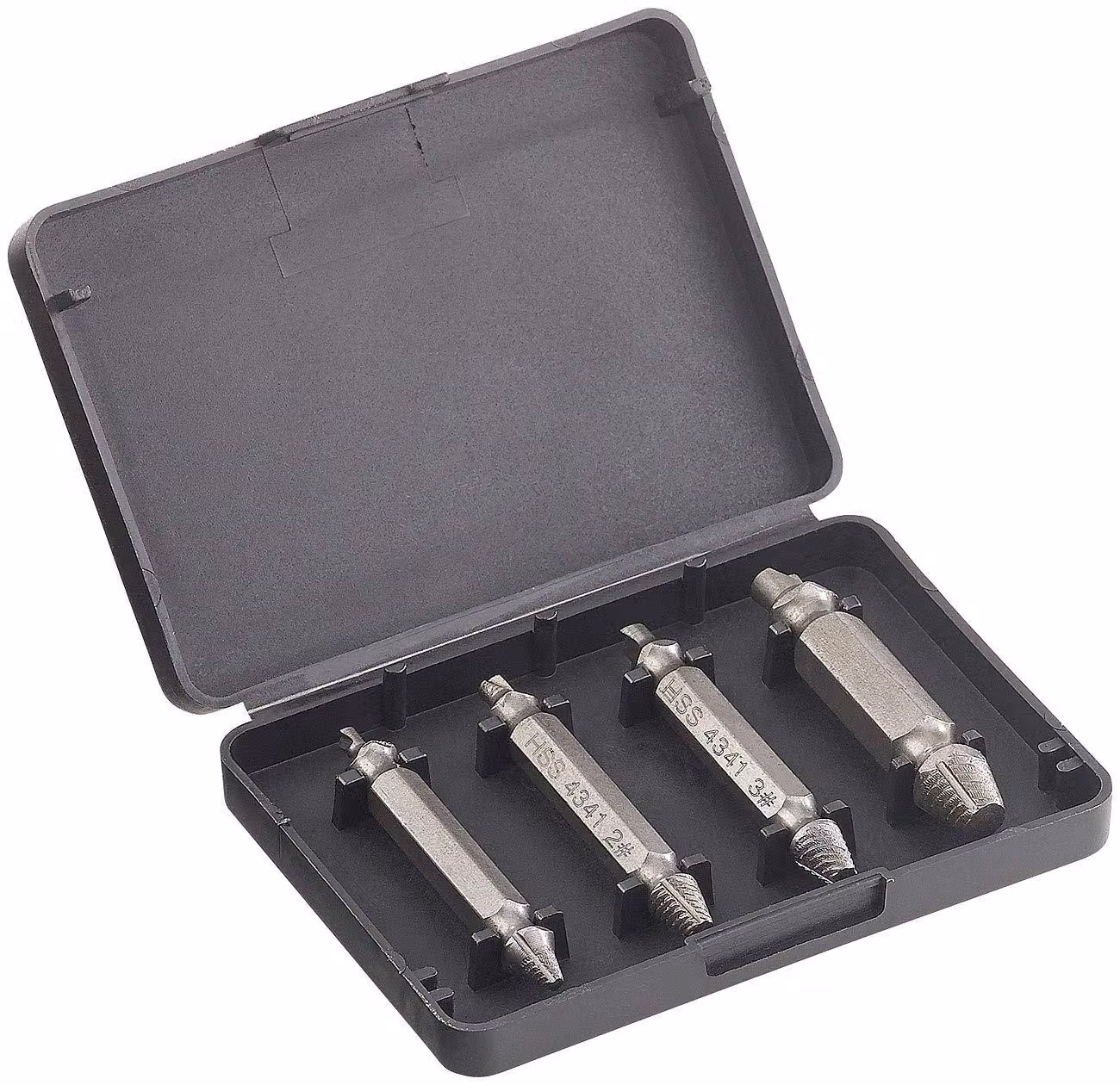 Set di estrattori per viti, ideale per viti danneggiate, composto da 4 pezzi